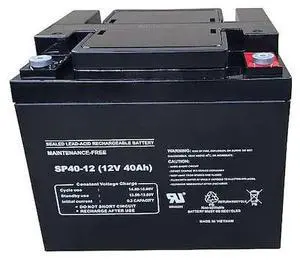 ZORO SELECT 5EFG2 Battery,Sealed Lead Acid,12V,40Ah,Bolt