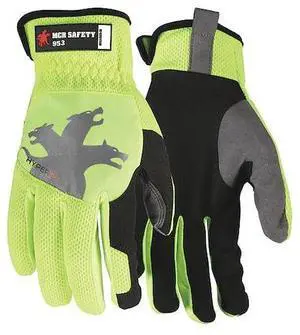 MCR SAFETY 953M 953 Mechanics Gloves, Synthetic Leather Palm, Spandex Back, M,