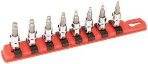 Wiha 71798 8 Piece Ball End Hex SAE Bit Socket Rail Set