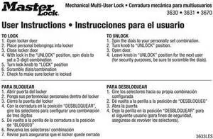 MASTER LOCK 3633LES Instruction Magnet, English/Spanish, PK10