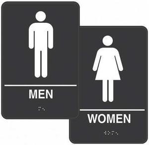 Restroom Signs,9 x 6In,Plastic,PR COSCO 98095