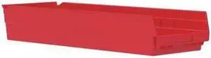AKRO-MILS 30184RED Shelf Storage Bin, Plastic, Red, 4 in H, 8 3/8 in W, 23 5/8