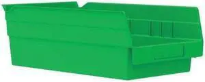 AKRO-MILS 30130GREEN Shelf Storage Bin, Plastic, Green, 4 in H, 6 5/8 in W, 11