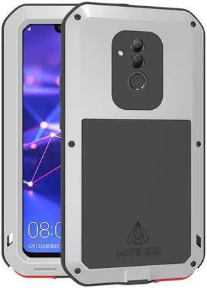 Love Mei Powerful Case For Mate20 Lite Premium Waterproof Shockproof Aluminum Case Cover for HUAWEI Mate20 Lite (Silver)