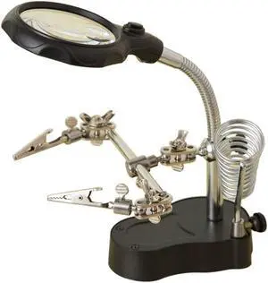 Welding Magnifying Glass with LED Light 3.5X-12X lens Auxiliary Clip Loupe Desktop Magnifier Hand Solder Repair Tool