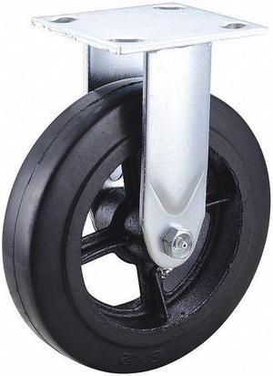 ZORO SELECT 3G134 Rigid NSF-Listed Plate Caster,Rubber,8 in.,600 lb.