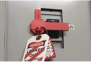 CONDOR 48KV14 Circuit Breaker Lockout,1-3/8 in. H,Red