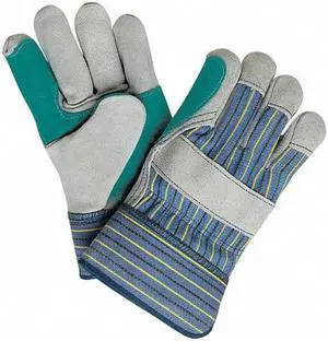 MCR SAFETY 1411A Leather Gloves, Cowhide, Safety Cuff, Wing Thumb, Full Finger,
