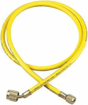 YELLOW JACKET 22006 Charging/Vacuum Hose,6" L,Brass Fitting
