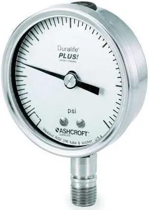 ASHCROFT 351009SW02LXLLV/30 Industrial Compound Gauge, 30 to 0 to 30 psi, 3 1/2
