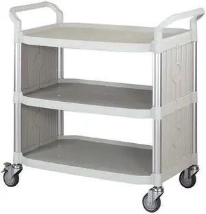 ZORO SELECT 35KT29 Fiber Glass, Polypropylene Enclosed Service Cart, 3 Shelves,