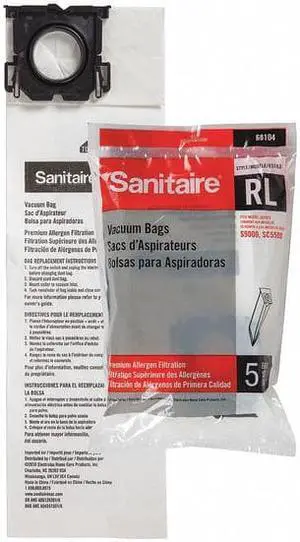 SANITAIRE 68104-10 Vacuum Bag,Paper,6-1/2" H,PK5