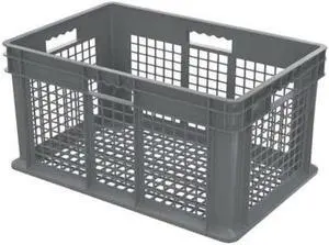 AKRO-MILS 37612GREY Vented & Stackable Straight Wall Storage Container, 20 gal,