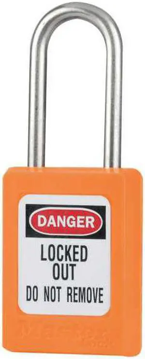 Lockout Padlock, Keyed Alike, Orange, 3/16In., PK3