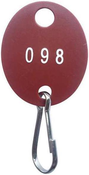 ZORO SELECT 33J883 Key Tag Numbered 1 to 100,Oval,PK100