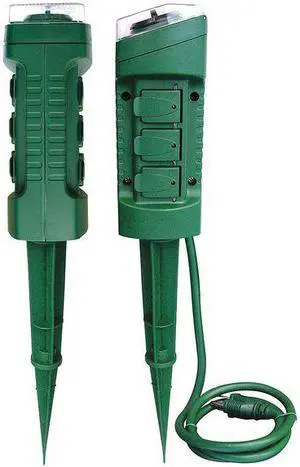 POWER FIRST 21RJ26 Power Strip, Programable, 5-15R, 5-15P, 6 ft., Green