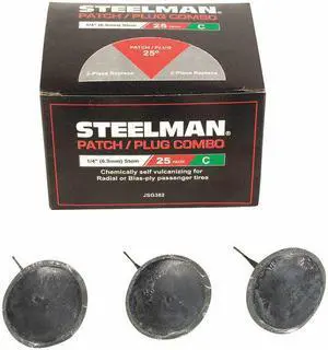 STEELMAN JSG382 Tire Repair Patch/Plug Combo,1/4",PK25
