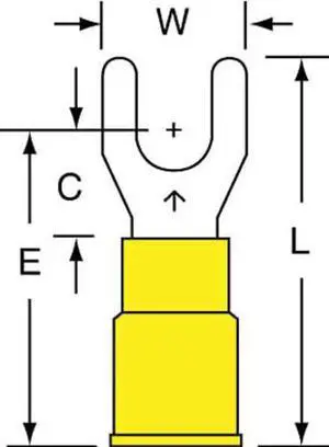 3m Fork Terminal,Std,#10 Stud,Yellow,PK500  MNG10-10FK