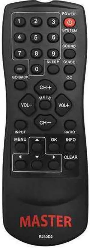 RCA R230D2 Remote Control,Black,29/64" Depth