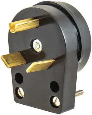 HUBBELL WIRING DEVICE-KELLEMS HBLTT30P 3 Wire Angle Straight Blade Plug 125VAC