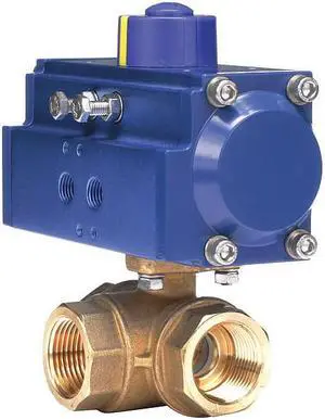 DYNAQUIP CONTROLS PYHG5AUDA052A 1" FNPT Brass Pneumatic Ball Valve 3-Way