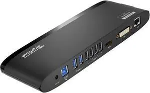 Plugable USB 3.0 Universal Laptop Docking Station for Windows (Dual Monitor: HDMI and DVI/HDMI/VGA Gigabit Ethernet Audio 6 USB Ports) - Horizontal