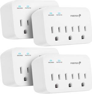 Fosmon Refrigerator Surge Protector, 3 Outlet Heavy Duty Appliance Surge Protector with High Joules for Fridge, Microwave, Washing Machine, Garage Door, 1200J, 1875 Watts, 3 Prong, ETL Listed- 4 Pack
