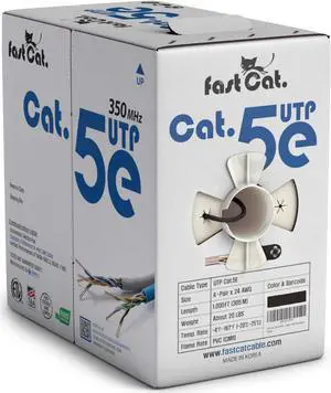 fast Cat. Cat5e Ethernet Cable 1000ft - 24 AWG, CMR, Insulated Bare Copper Wire Internet Cable with FastReel - 350MHZ / Gigabit Speed UTP LAN Cable - CMR (Black)