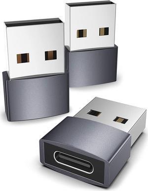 USB C Female to USB Male Adapter Pack of 3 [Travel Must Haves Aluminum] USB C to USB Adapter Type C Charger Cable Power Converter Compatible with iPhone 14 Apple Watch AirPods CarPlay etc.