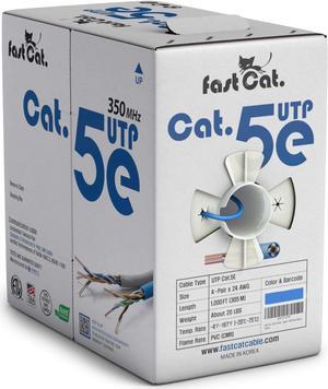 fast Cat. Cat5e Ethernet Cable 1000ft - 24 AWG, CMR, Insulated Bare Copper Wire Cat 5 ethernet Cable with FastReel - 350MHZ / Gigabit Speed UTP Cable Cat5e - CMR (Blue)