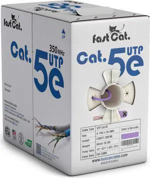fast Cat. Cat5e Ethernet Cable 1000ft - 24 AWG, CMR, Insulated Bare Copper Wire Cat 5 ethernet Cable with FastReel - 350MHZ / Gigabit Speed UTP Cable Cat5e - CMR (Purple) fast Cat. Cat5e Ethernet Cable 1000ft - 24 AWG, CMR, Insulated Bare Copper Wire Cat 5 ethernet Cable with FastReel - 350MHZ / Gigabit Speed UTP Cable Cat5e - CMR (Purple)