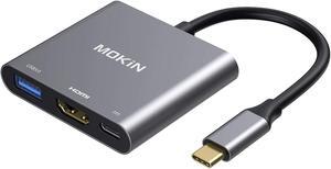 USB C to HDMI Multiport Adapter Type-C Hub Thunderbolt 3 to HDMI 4K Output USB 3.0 Port and USB-C Charging Port USB-C Digital AV Multiport Adapter for MacBook MacBook Pro/air Galaxy S8/S9