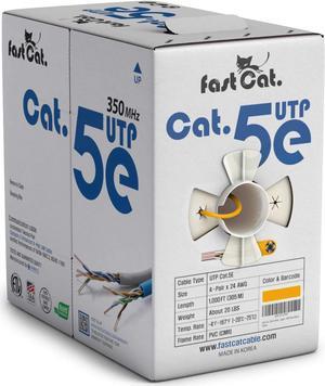 fast Cat. Cat5e Ethernet Cable 1000ft - 24 AWG, CMR, Insulated Bare Copper Wire Cat 5 ethernet Cable with FastReel - 350MHZ / Gigabit Speed UTP Cable Cat5e - CMR (Yellow)