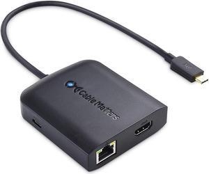 Cable Matters USB C Hub with HDMI 4K, 80W Charging, Gigabit Ethernet, and 3X USB in Black - USB-C and Thunderbolt 4 / USB4 / Thunderbolt 3 Port Compatible with Surface Pro, MacBook Pro, Dell XPS