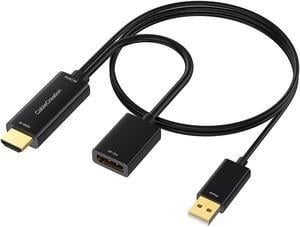 HDMI to DisplayPort Converter with USB Power, CableCreation 4K x 2K@30Hz HDMI Male to DP Female Adapter/Converter for Xbox One, Compliant with VESA Dual-Mode DisplayPort 1.2, HDMI 1.4