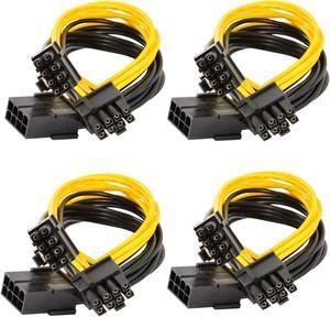 Xhwykzz 8 Pin PCI-E to 2 PCI-E 8 Pin (6 Pin + 2 Pin) Power Cable, Splitter PCI Express Graphics Card Connector PC Power Cable GPU Graphics Video Card Wire (4/Pack 12 Inches
