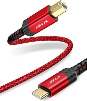 USB B to USB C Printer Cable 10ft Nylon Braided USB C MIDI Cable Compatible for MacBook Pro HP Epson Canon Brother Lexmark Xerox Printers and Scanner-Red