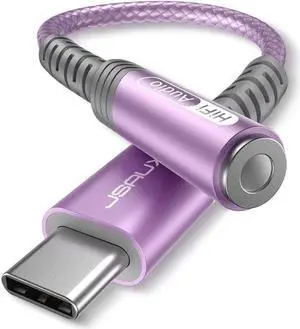 USB Type C to 3.5mm Female Headphone Jack Adapter USB C to Aux Audio Dongle Cable Cord Compatible with iPhone 15 Pro Max/15 Pro/15 Plus  Galaxy S23/S22/S21 Ultra iPad Pro Pixel Purple