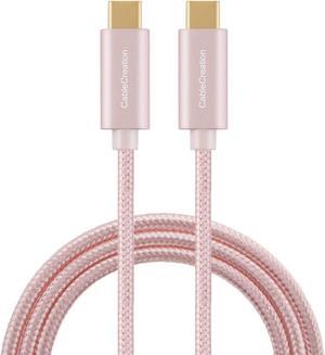 CableCreation USB C Cable 10FT 60W USB C to USB C Fast Charging Cable USB Type-C to C Cable Braided 3A 60W 480Mbps Data for MacBook Pro Air iPad Air Pro S21/S20+/S20 Pixel 4/5 etc. 3m Rose Gold