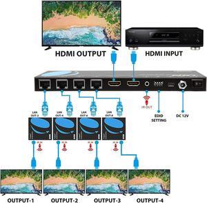 1x2 HDMI Splitter W/ Audio Out: 1-in 2-out, UltraHD 8K, EDID (BK-102A) 