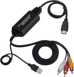 Ronyme HDMI to RCA Converter, HDMI to RCA Cable Adapter, HDMI 1080P to AV 3RCA CVBs Audio Compound Supports NTSC for Laptop, HDTV, DVD, VHC - Write a