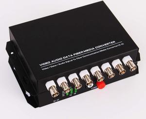 GESD 8 Channel Video Data Fiber Optic Media Converter FC Singlemode Transmission Distance 20Km for Analog CCTV Surveillance Security System (1Pair Interface BNC coaxial Conversion Transmitter)