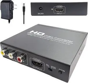 HDMI to RCA and HDMI + 3RCA CVBS AV Converter with Zoom in/Out Function Composite Video Audio Adapter Splitter Supports 1080P PAL NTSC for HD TV Camera
