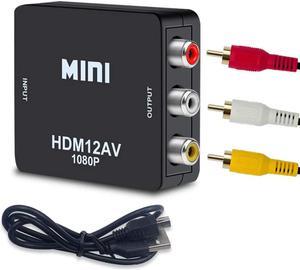 HDMI to RCA Converter, TechCode Mini 1080P HDMI to AV Scaler Adapter Supports PAL/NTSC HDMI to RCA AV/CVSB L/R HD Video Converter for PC, Laptop, Xbox, HDTV, DVD, TV Stick or More (Black)