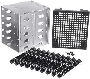 NWHEBET Rack Case 5.25 Inch to 5x3.5 Inch SATA SAS HDD Cage Rack, Hard Driver Tray Caddy with Fan Space,Hard Drive Caddy Internal Bracket Converter Metal Material Mobile Rack Holder NWHEBET Rack Case 5.25 Inch to 5x3.5 Inch SATA SAS HDD Cage Rack, Hard Driver Tray Caddy with Fan Space,Hard Drive Caddy Internal Bracket Converter Metal Material Mobile Rack Holder