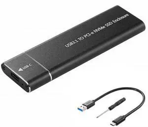 NVMe Enclosure PCIe M.2 2280 SSD Box,Type-C USB 3.1 NVME Solid State Hard Disk Case,HDD Enclosure 10 Gbps Gen 2 USB 3.1 to M.2 Adapter with Case and USB C Cable M.2 PCIe SSD to Type C Enclosure