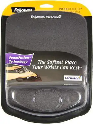 Fellowes PlushTouch Wrist Rest with Mouse Pad, FoamFusion Technology, Graphite (9252201)