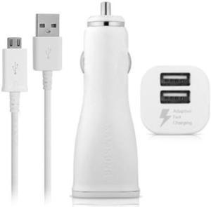 Samsung Fast Charge Dual-Port Micro USB/USB-C Car Charger (White, 5' Cable)