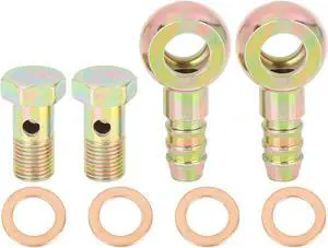 2 Sets 10mm Banjo Hose Barb Bolt Fittings Banjo Bolt Washer Kit Metal for Motorcycle Car
