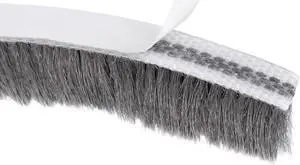 Brush Weather Stripping, Adhesive Felt Door Seal Strip Pile Weatherstrip Door Sweep Brush for Door Window  197Inch L X 0.47 Inch W (5000mm X 12mm)Gray